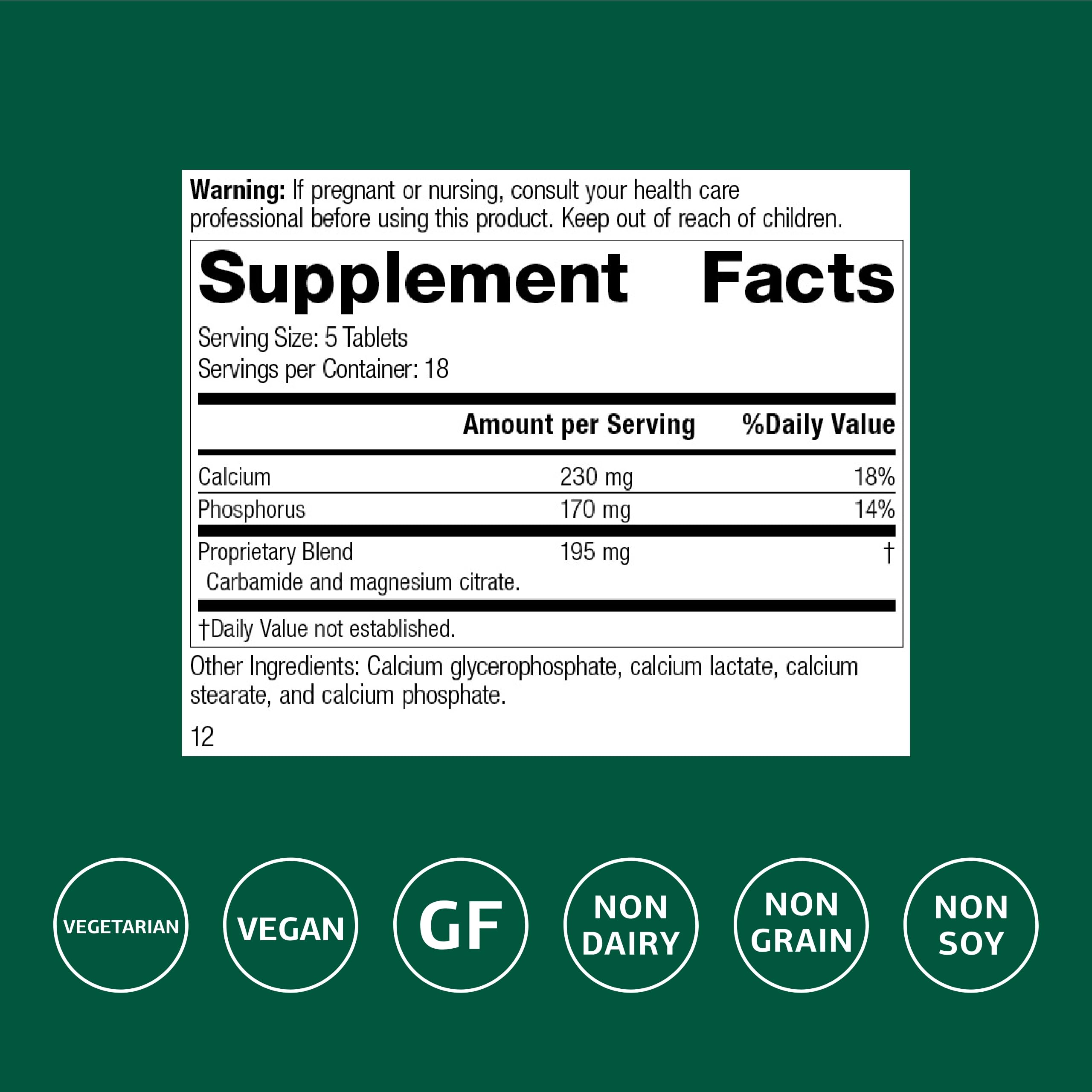 Standard Process Calsol bottle label close-up with vegan gluten-free claim and mineral focus