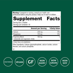 Standard Process Calsol bottle label close-up with vegan gluten-free claim and mineral focus