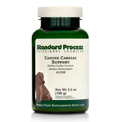 Standard Process Canine Cardiac Support bottle front highlighting heart wellness benefits