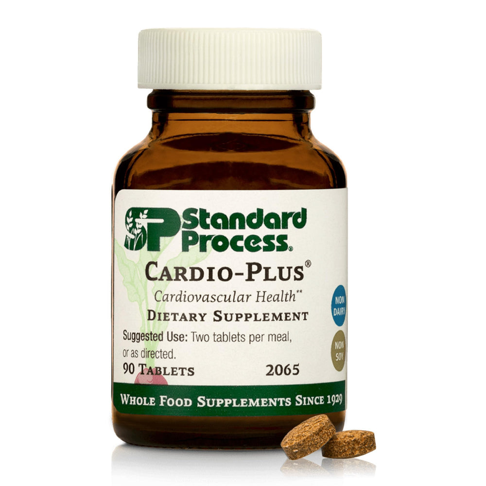 Standard Process Cardio-Plus bottle front view supports antioxidant activity and heart health.