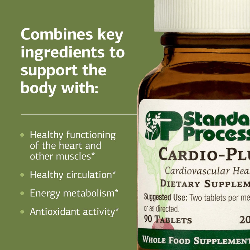 Two tablets with meals support daily heart health.