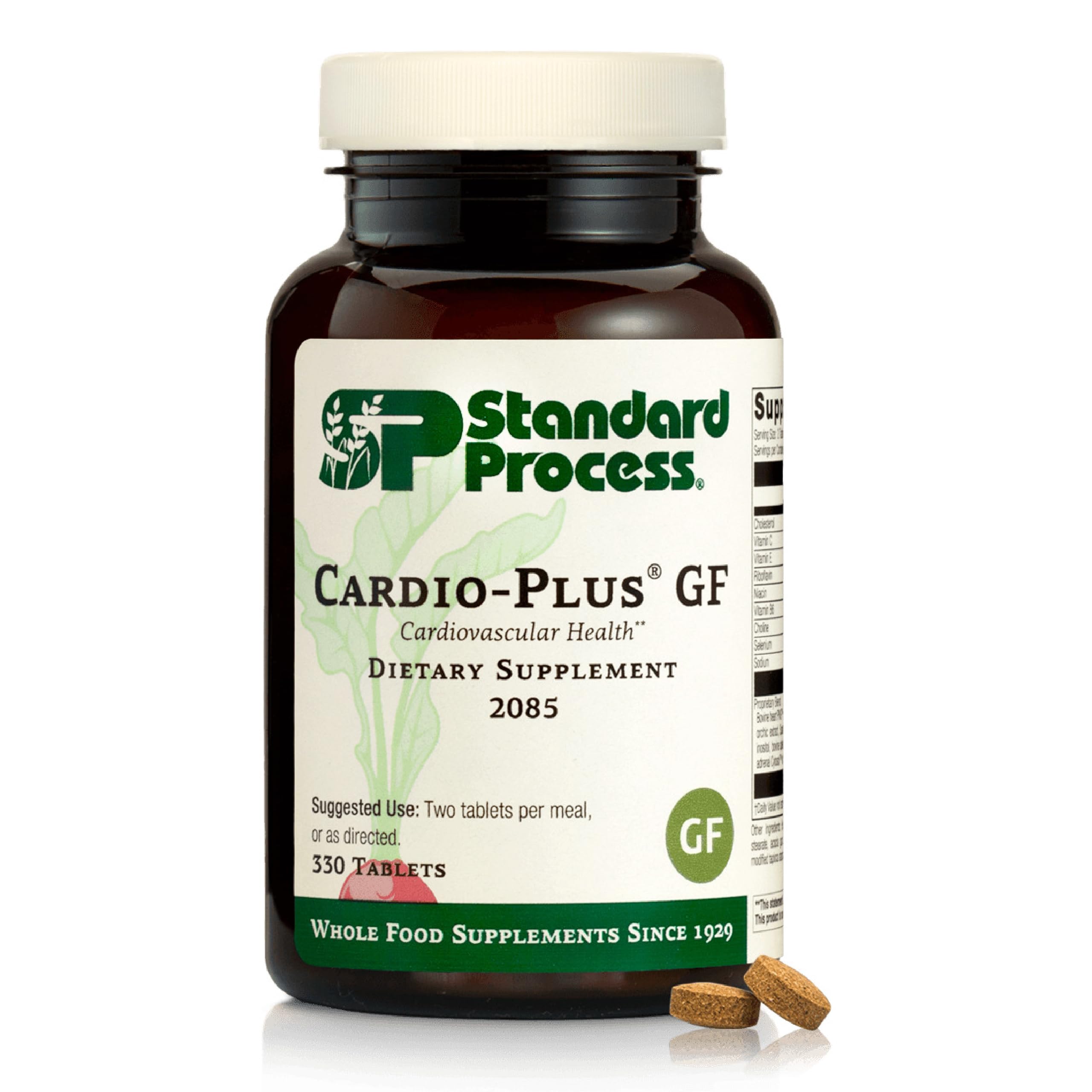 Standard Process Cardio-Plus GF bottle label highlighting gluten-free cardiovascular support.