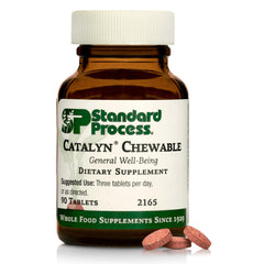 Standard Process Catalyn chewable tablets shown as a daily multivitamin for balanced energy.