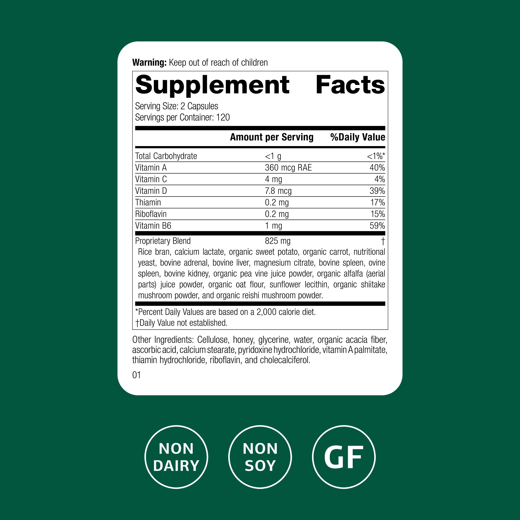 Standard Process Catalyn gluten free label highlights whole‑food ingredients