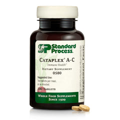 Standard Process Cataplex A-C bottle front with capsules for immune support.