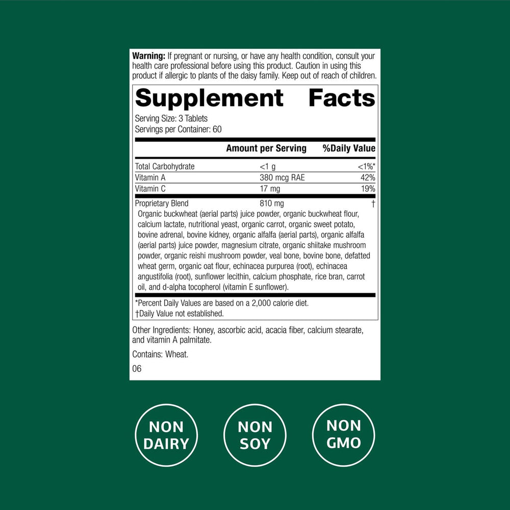 Cataplex A-C-P label close-up showing immune support nutrients