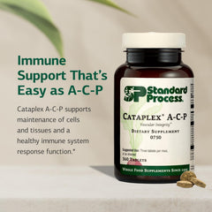 Close-up of Cataplex A-C-P label signaling health-focused formulation.