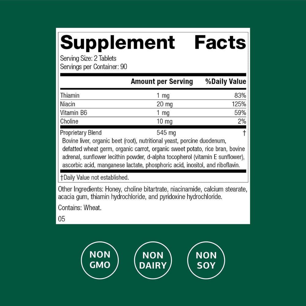 Cataplex B tablets close-up emphasizing B vitamin complex for energy metabolism