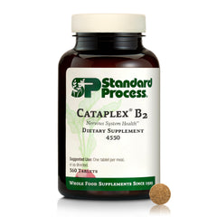 Standard Process Cataplex B2 bottle front showing brand and nervous system support potential.