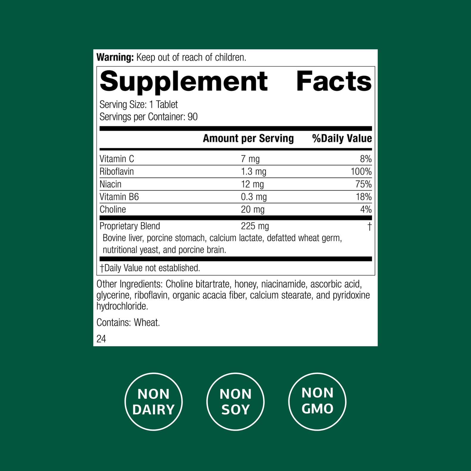 Cataplex B2 label close-up, emphasizing whole-food nutrients.
