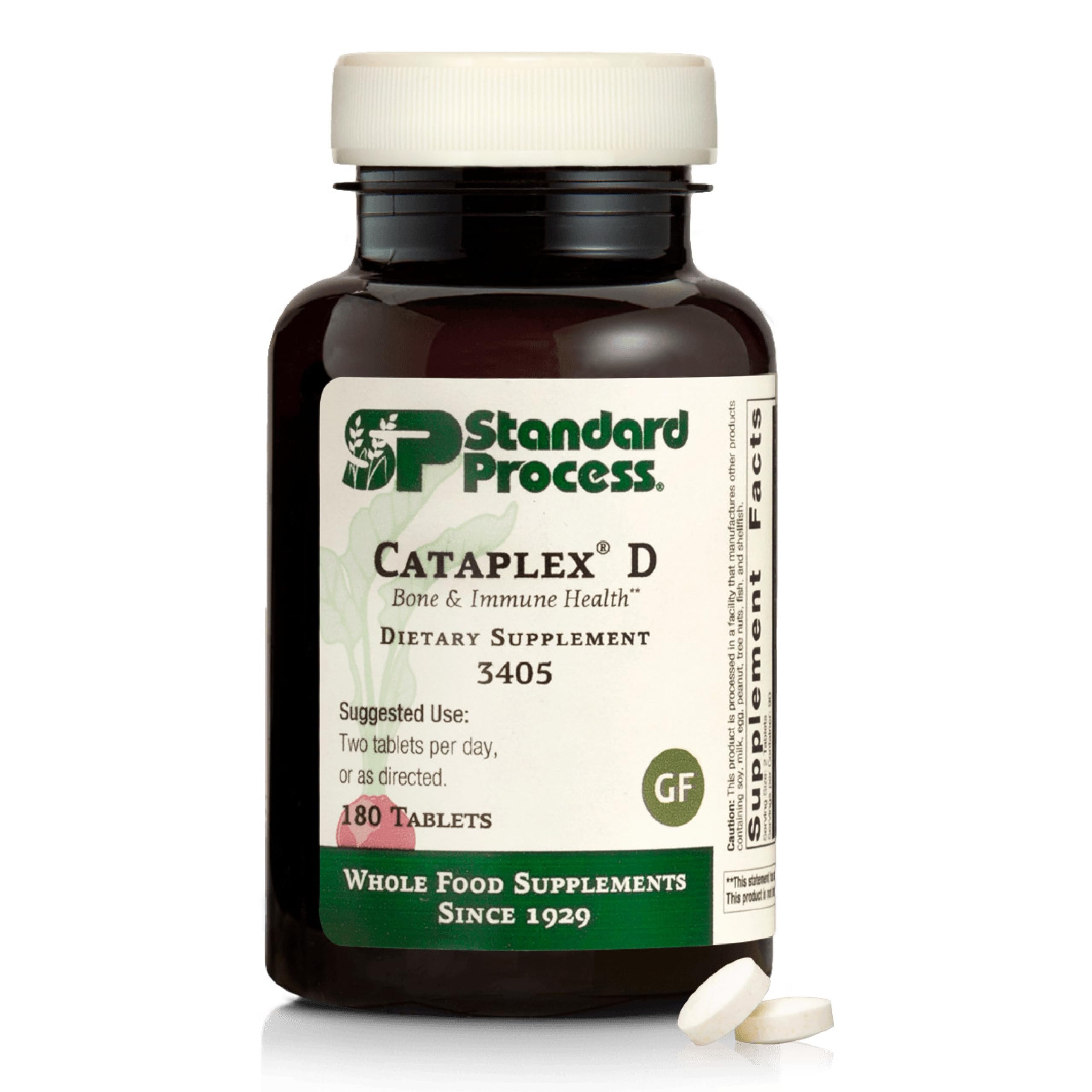 Standard Process Cataplex D bottle highlighting immune and bone health support