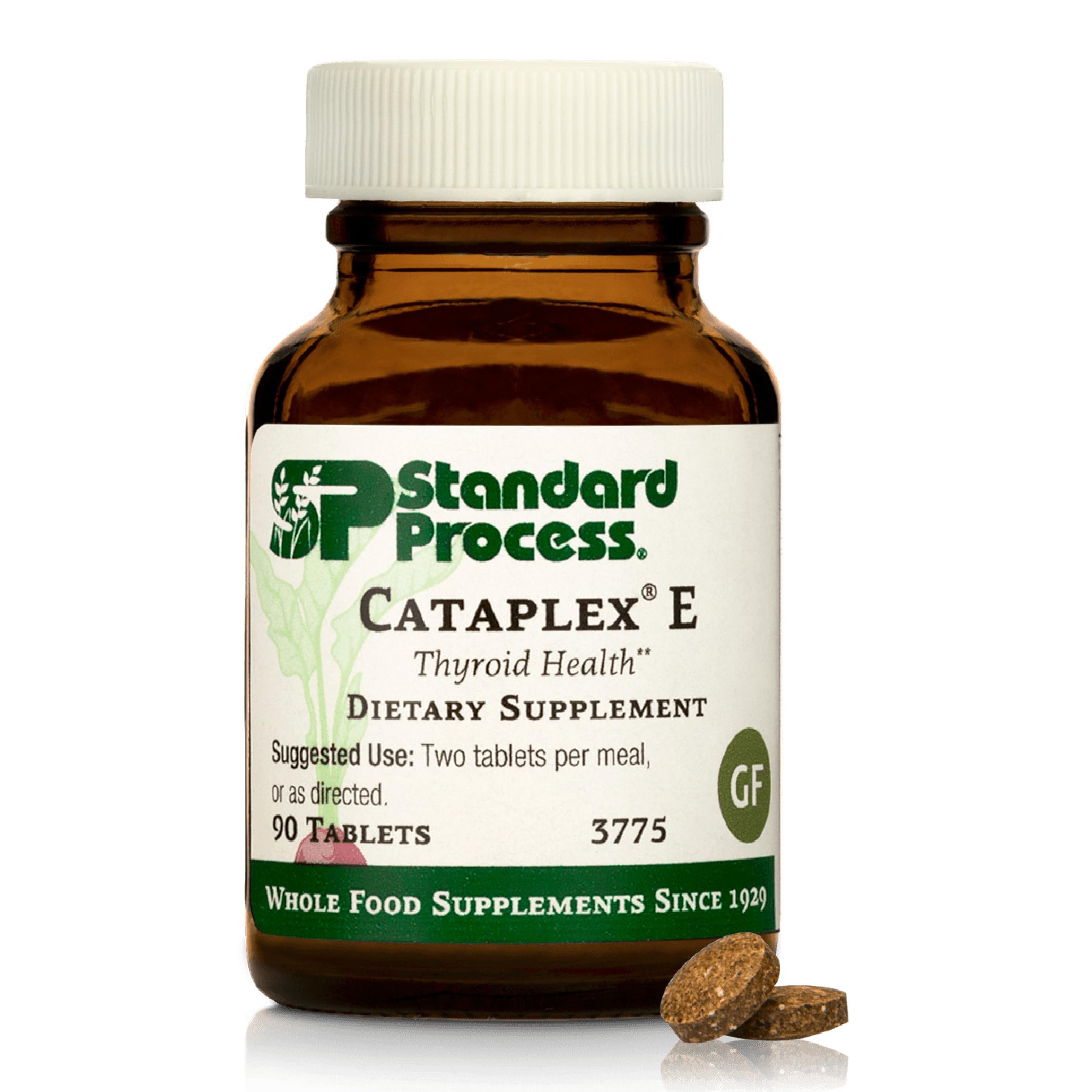 Standard Process Cataplex E bottle front view with 90 tablets for daily wellness.