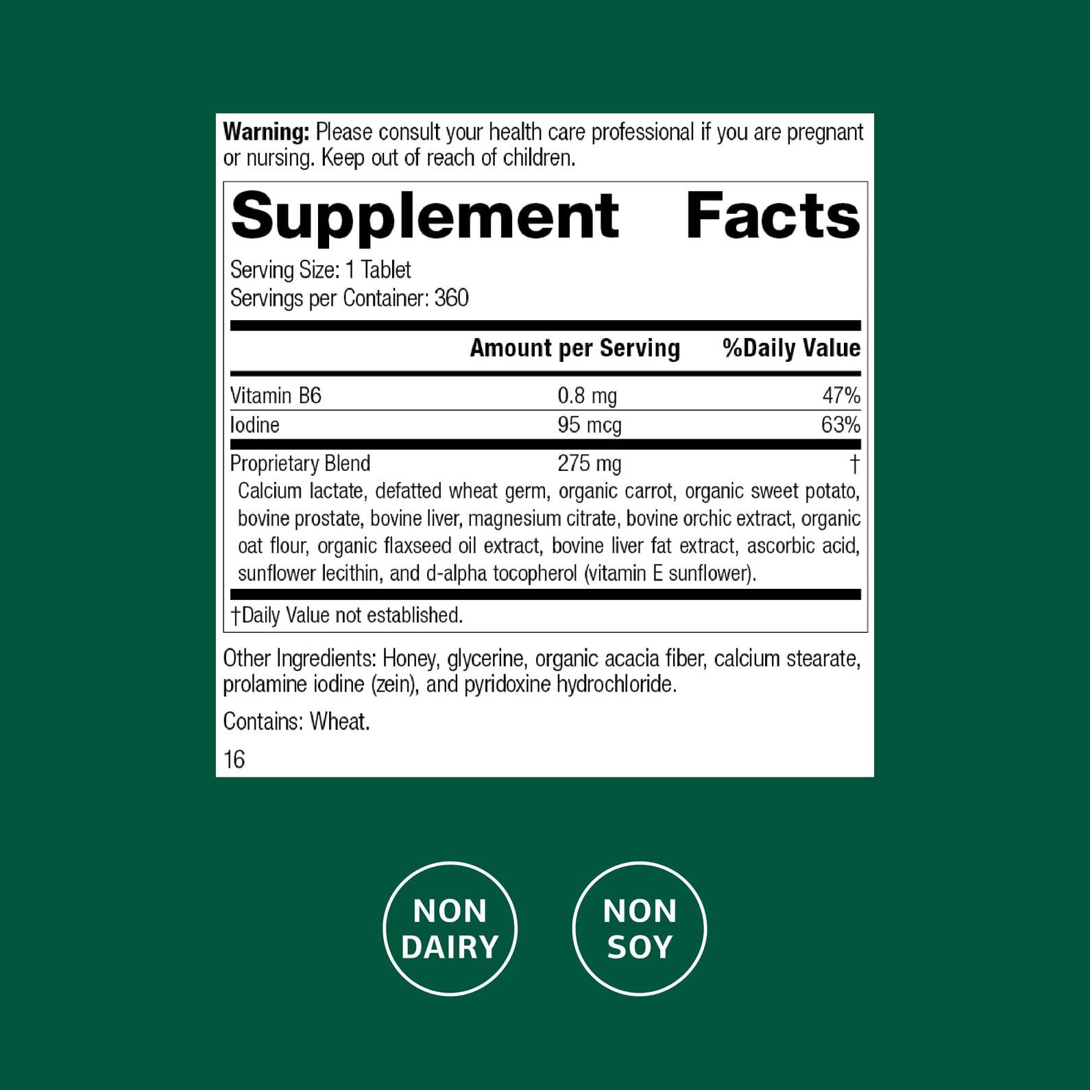 Standard Process Cataplex F bottle front view for easy daily supplementation.