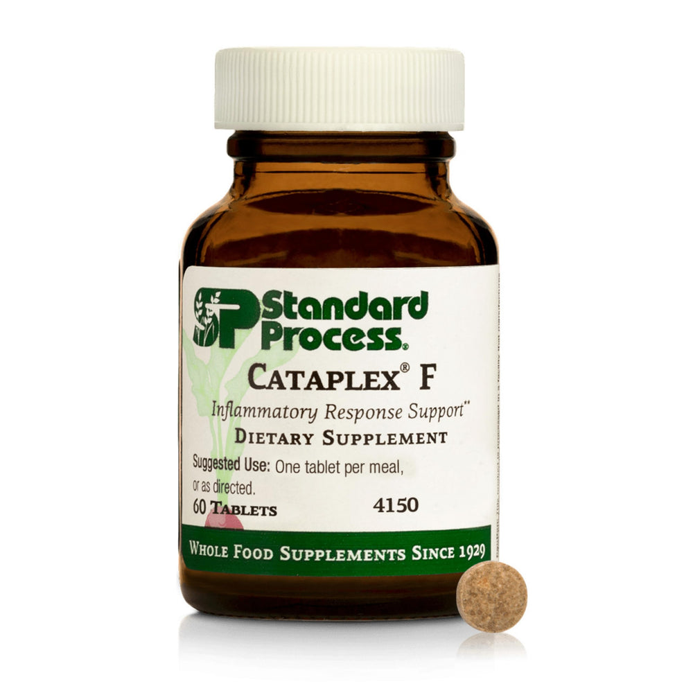Standard Process Cataplex F bottle front for thyroid and metabolism support.