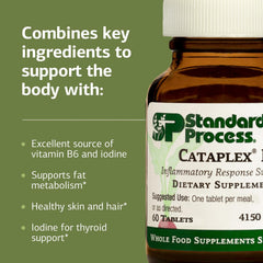 Standard Process Cataplex F tablets arranged to highlight skin and hair health.