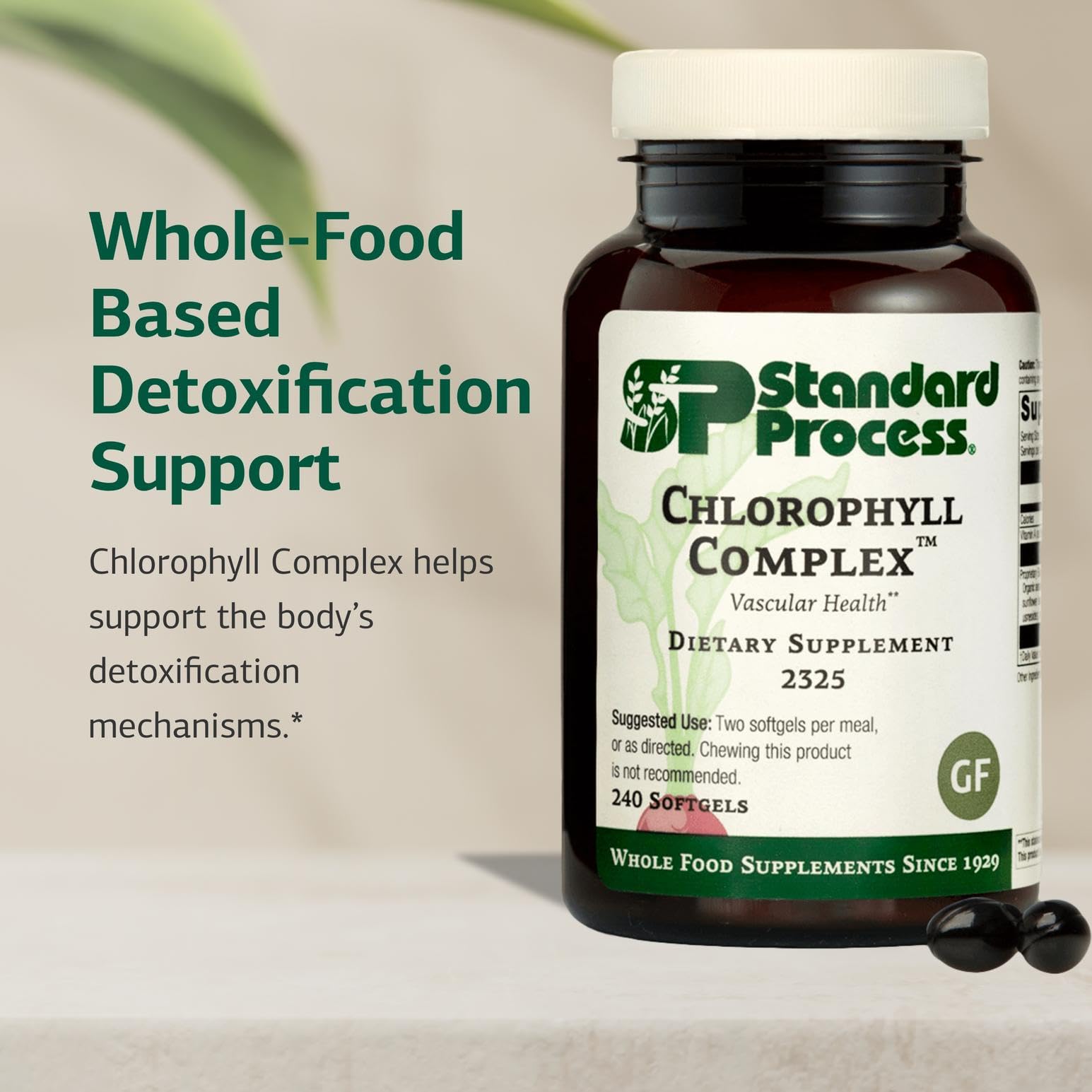 Standard Process Chlorophyll Complex label, gluten-free and dairy-free