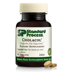 Standard Process Cholacol bottle front showing label for gallbladder support and fat digestion