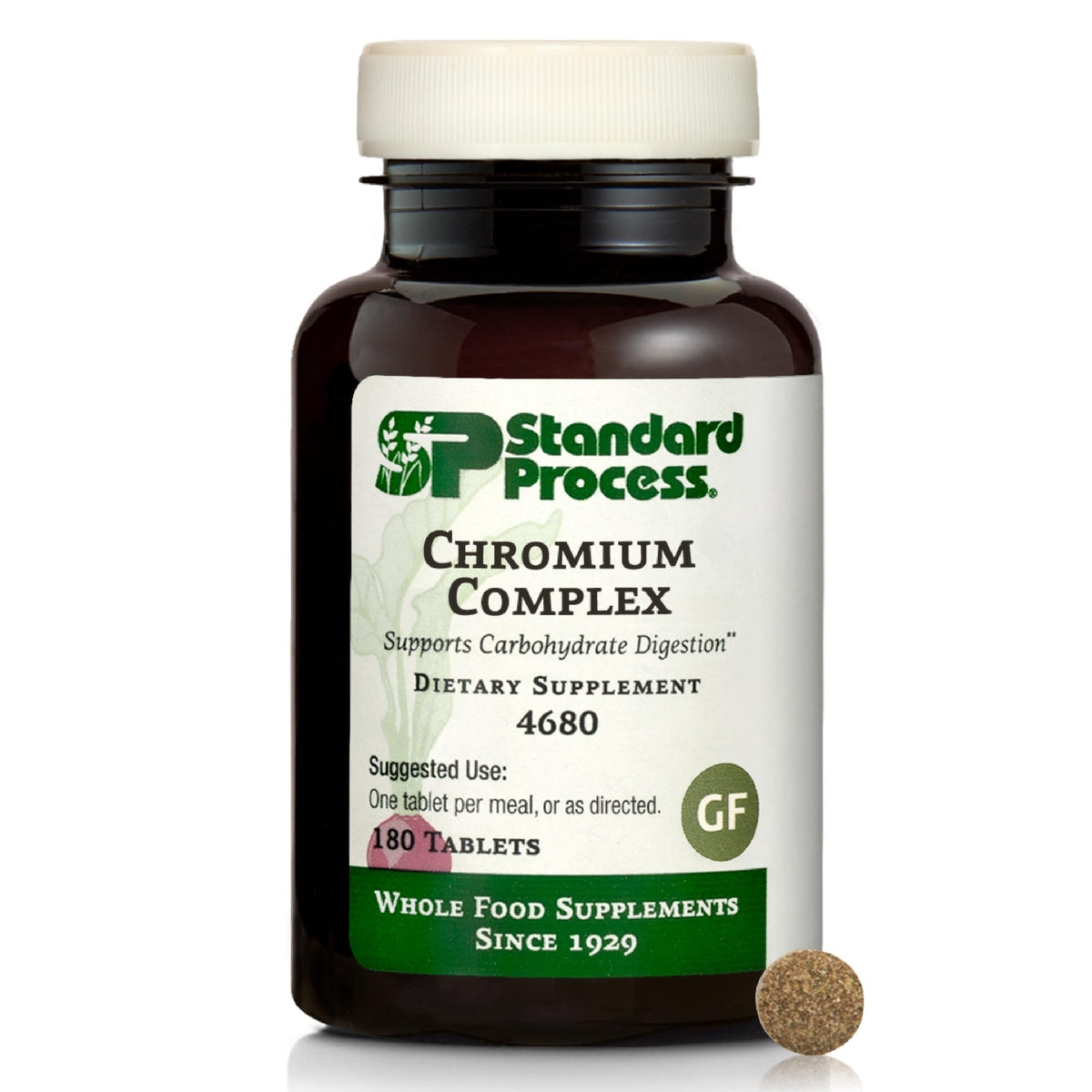 Standard Process Chromium Complex bottle with label, convenient for daily digestive support.