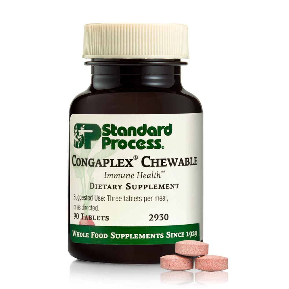 Standard Process Congaplex chewable raspberry tablet supports daily immune wellness with a pleasant taste.
