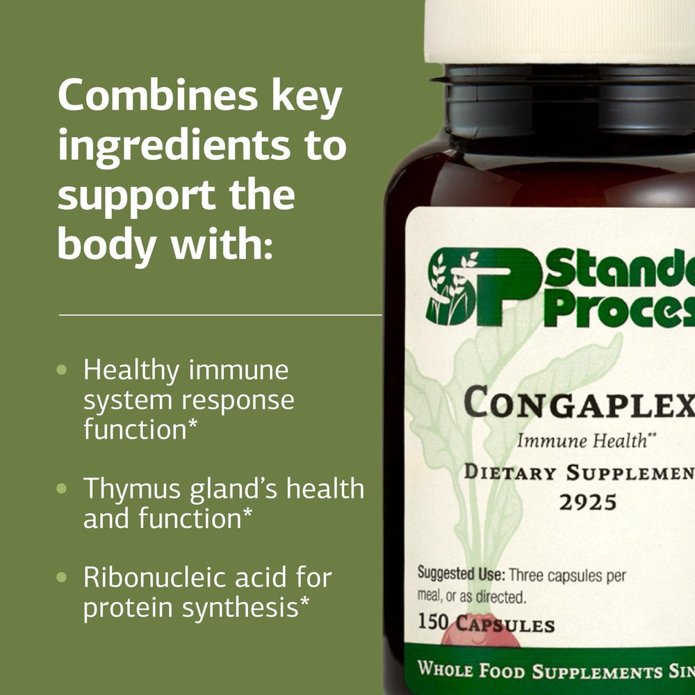 Congaplex ingredients panel shows calcium lactate and RNA.