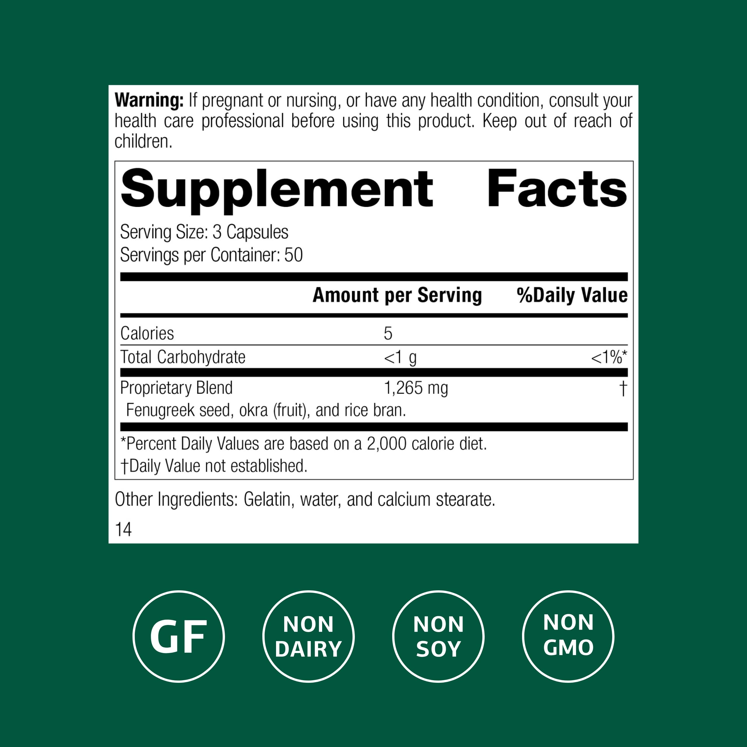 Standard Process Fen-Gre label detail highlighting gluten-free and dairy-free notes.