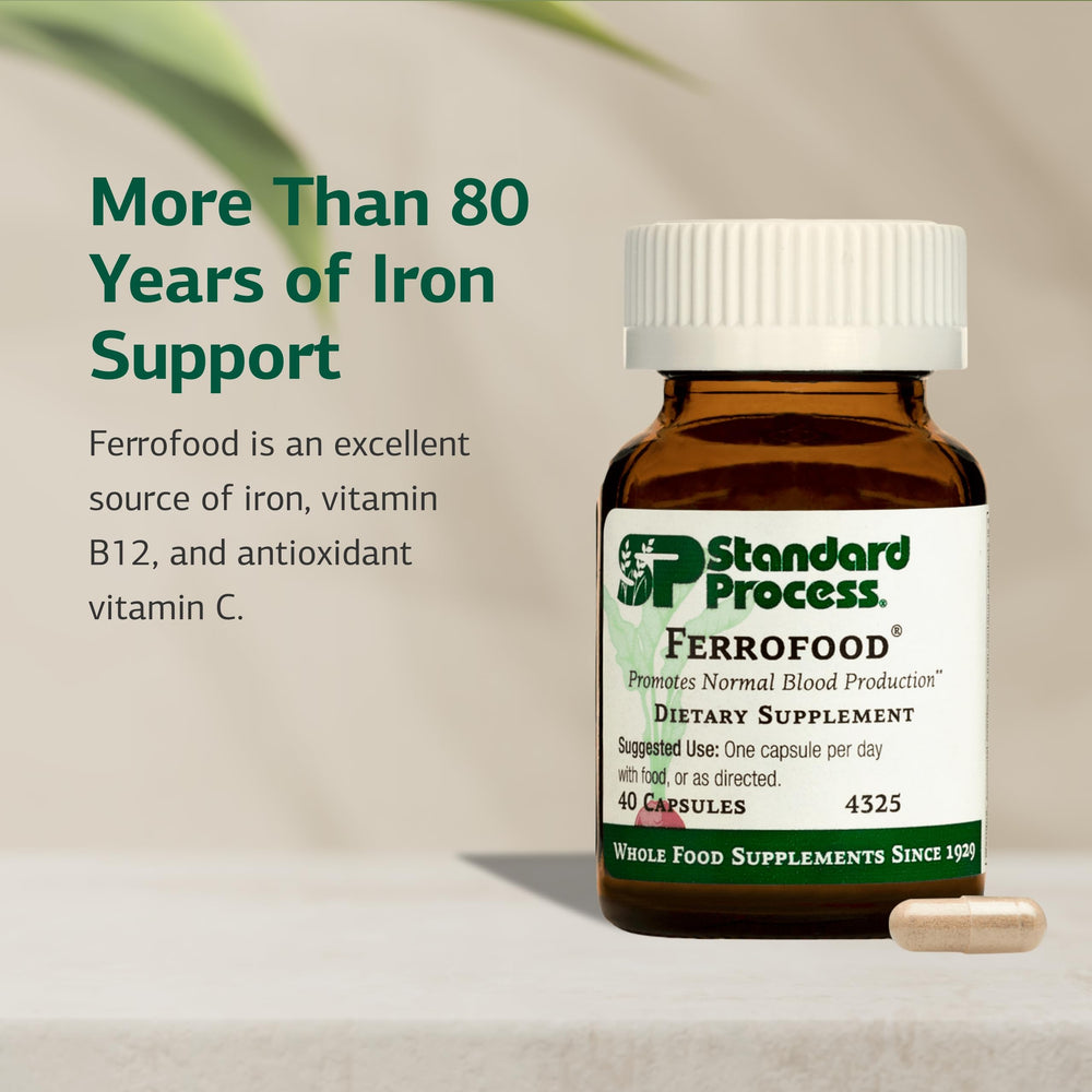 Ferrofood capsules ready for daily blood health support.