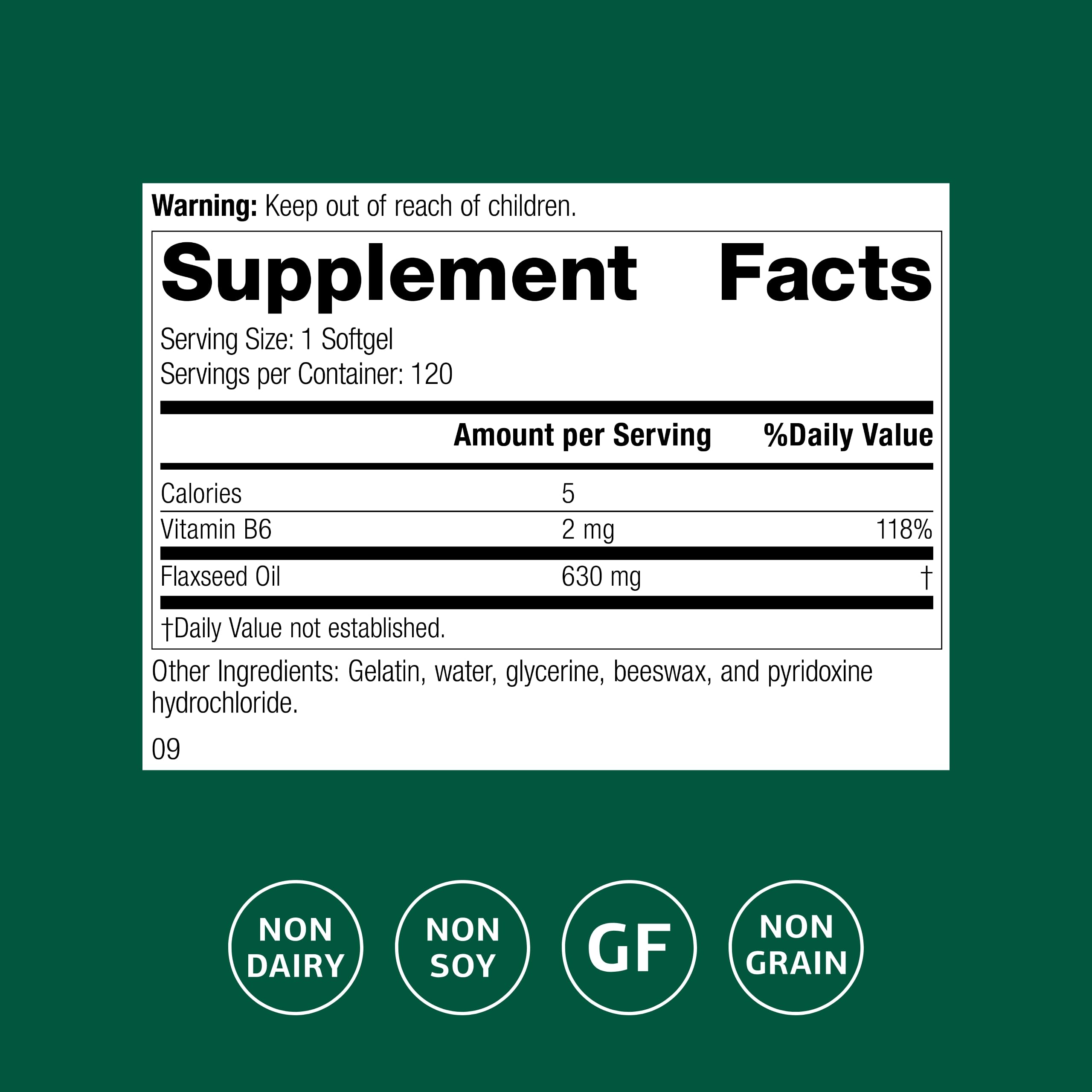 Standard Process Flax Oil with B6 label closeup emphasizes nerve health potential as part of daily routine.
