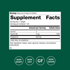 Standard Process Flax Oil with B6 label closeup emphasizes nerve health potential as part of daily routine.