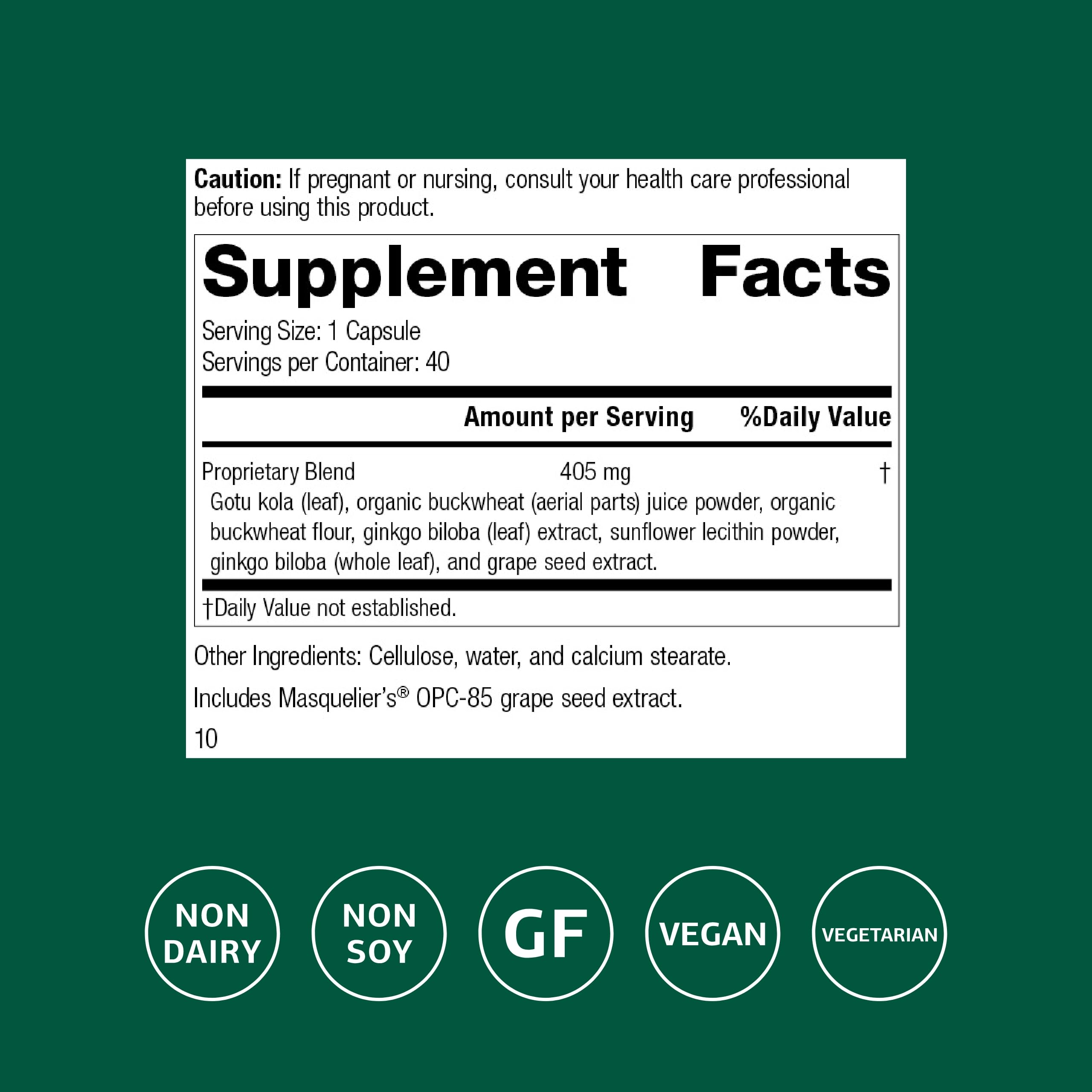 Standard Process Ginkgo Synergy bottle side view showing vegan and gluten-free formulation