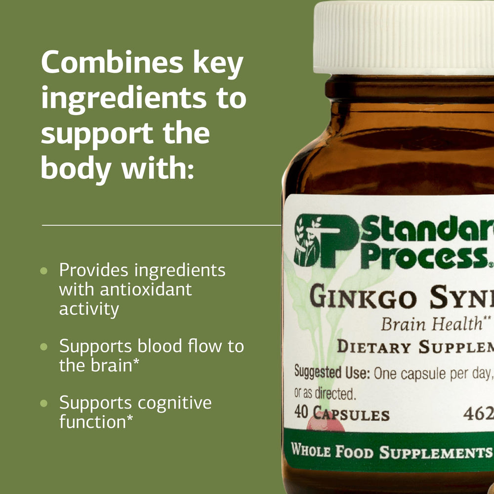 Standard Process Ginkgo Synergy capsules ready for daily use and brain support