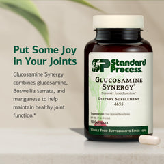 Close-up of Standard Process Glucosamine Synergy capsules for daily use.