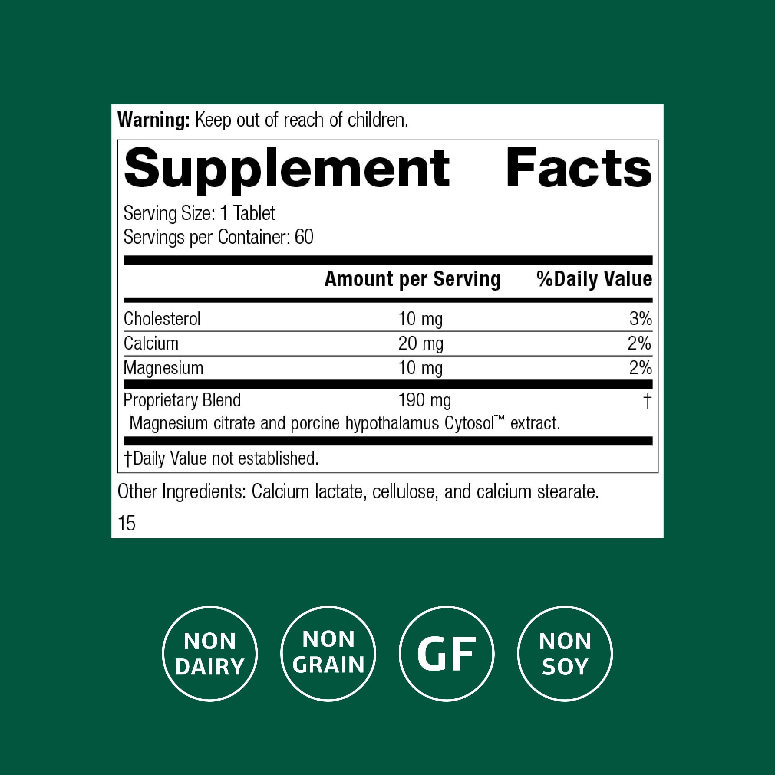 Hypothalmex tablets close-up for easy daily use.