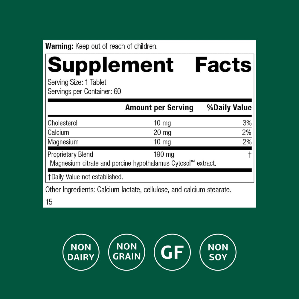 Hypothalmex tablets close-up for easy daily use.