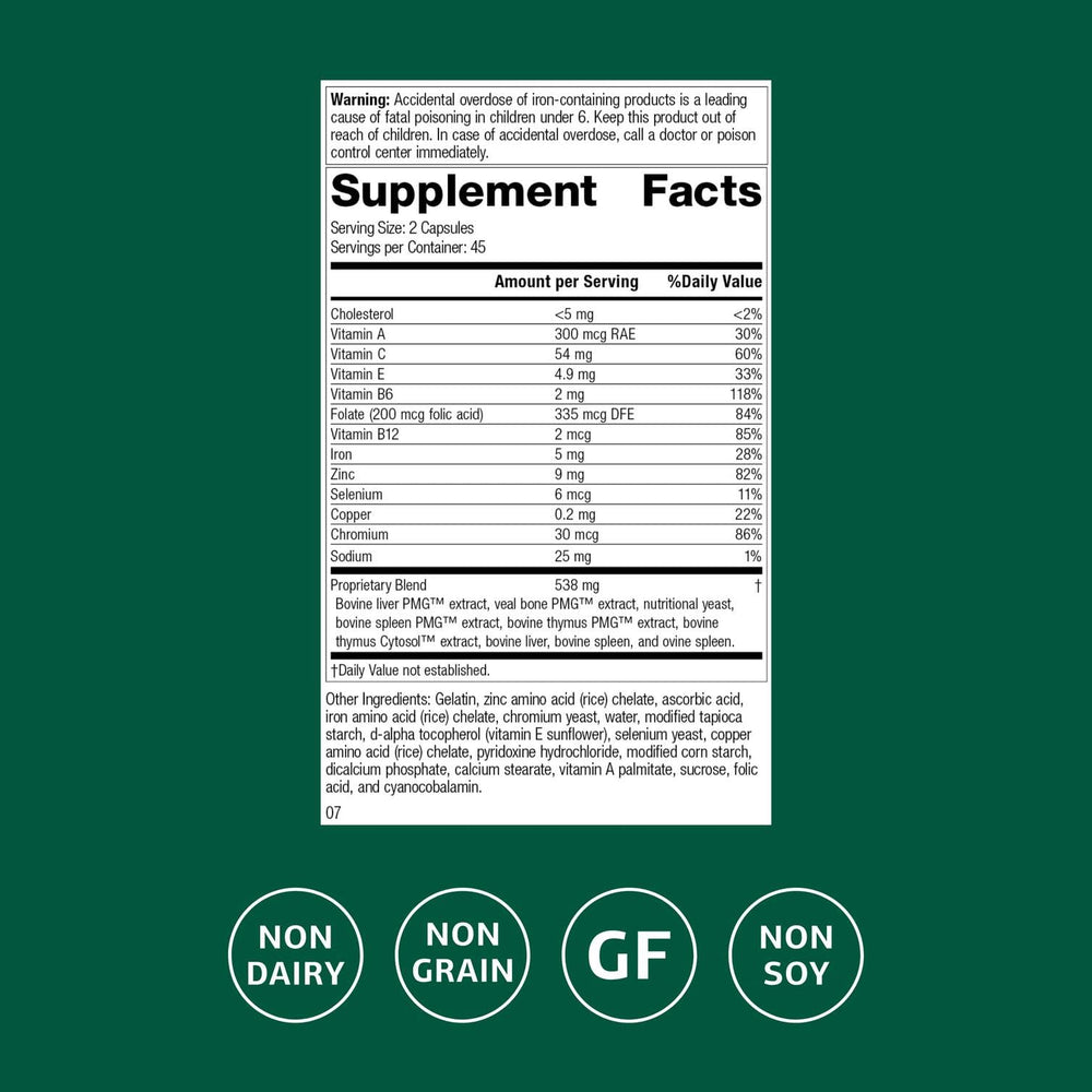 Standard Process Immuplex capsules inside view for easy daily intake.