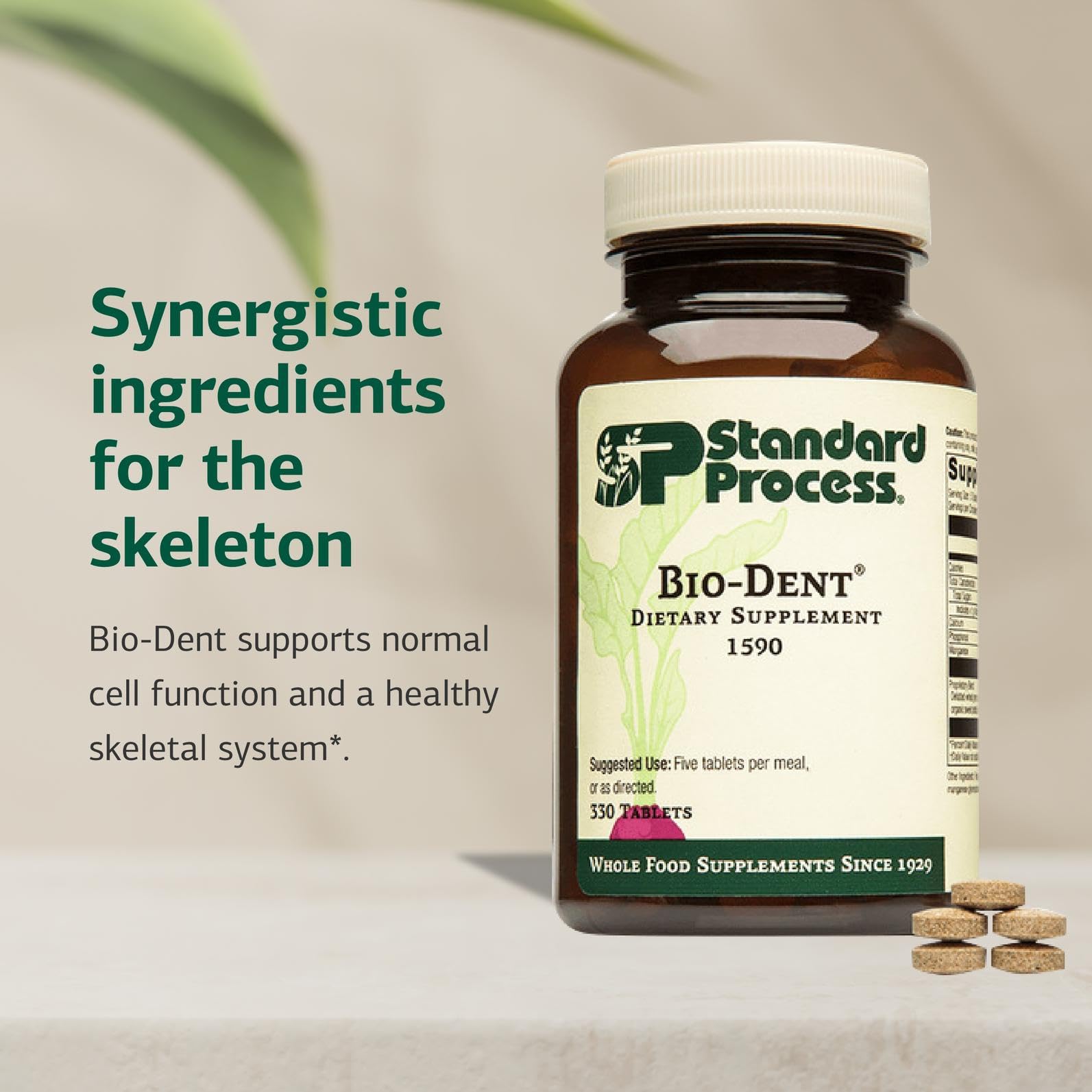 Standard Process Bio-Dent label view features licorice root and mineral blend for natural support.