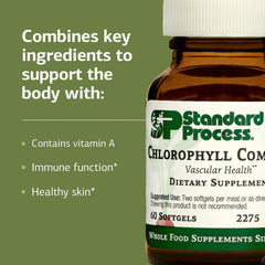 Standard Process Inc. Chlorophyll Complex label closeup underscores quality and trusted sourcing.
