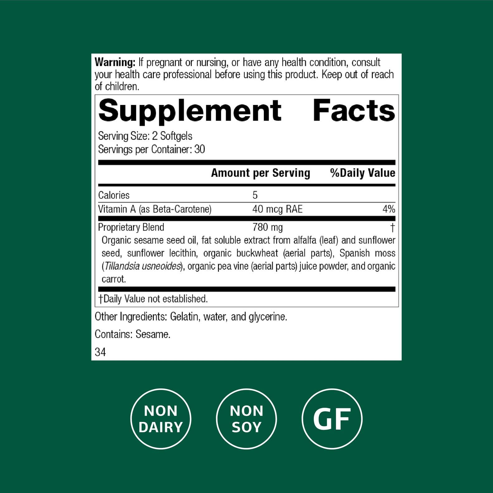 Standard Process Inc. Chlorophyll Complex softgels closeup suggests simple daily immune and antioxidant support.