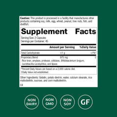 Lact-ENZ bottle back label shows ingredients and directions for use.