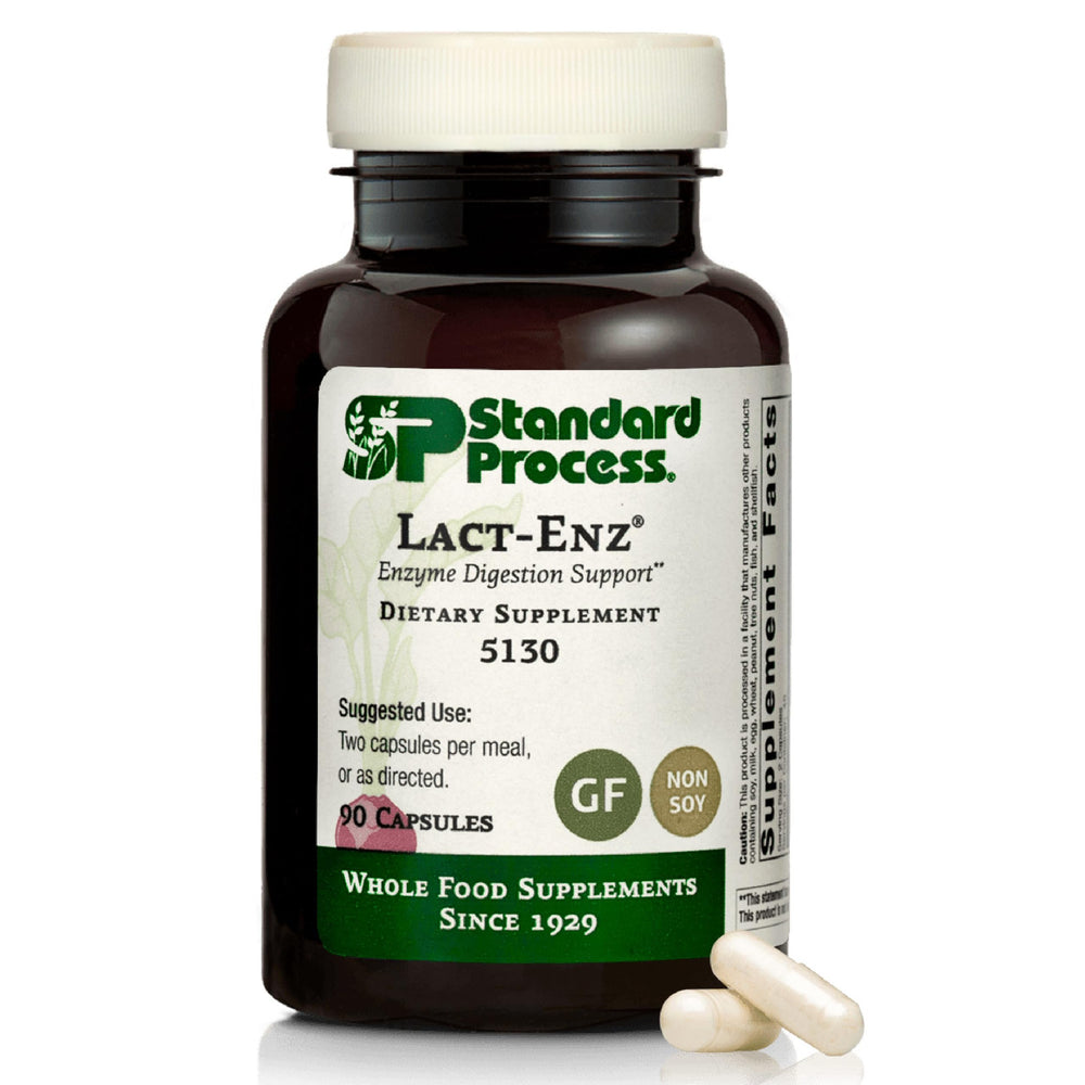 Standard Process Inc. Lact-ENZ bottle front signals daily digestion support and brand quality.