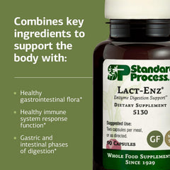 Lact-ENZ ingredient panel lists enzymes and probiotics for gut support.
