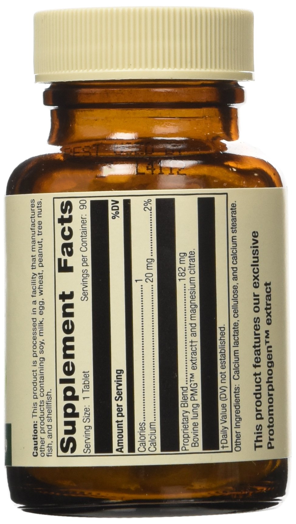 Close-up of Standard Process Pneumotrophin PMG 90 Tabs bottle with label.