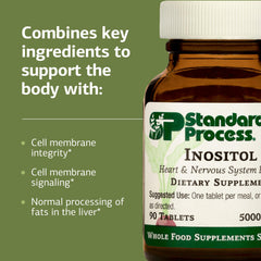 Standard Process Inositol bottle side view showing branding and packaging.