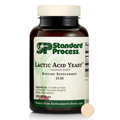 Standard Process Lactic Acid Yeast bottle front with vegan gut-supporting formula.