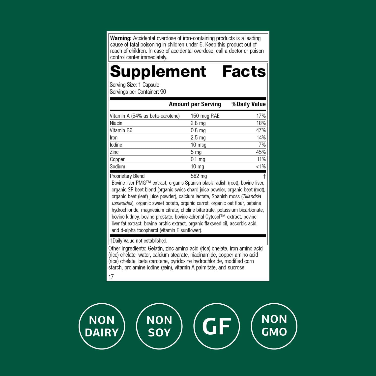 Livaplex bottle back lists ingredients that support toxin elimination and digestion.