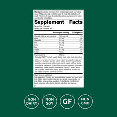Livaplex bottle back lists ingredients that support toxin elimination and digestion.