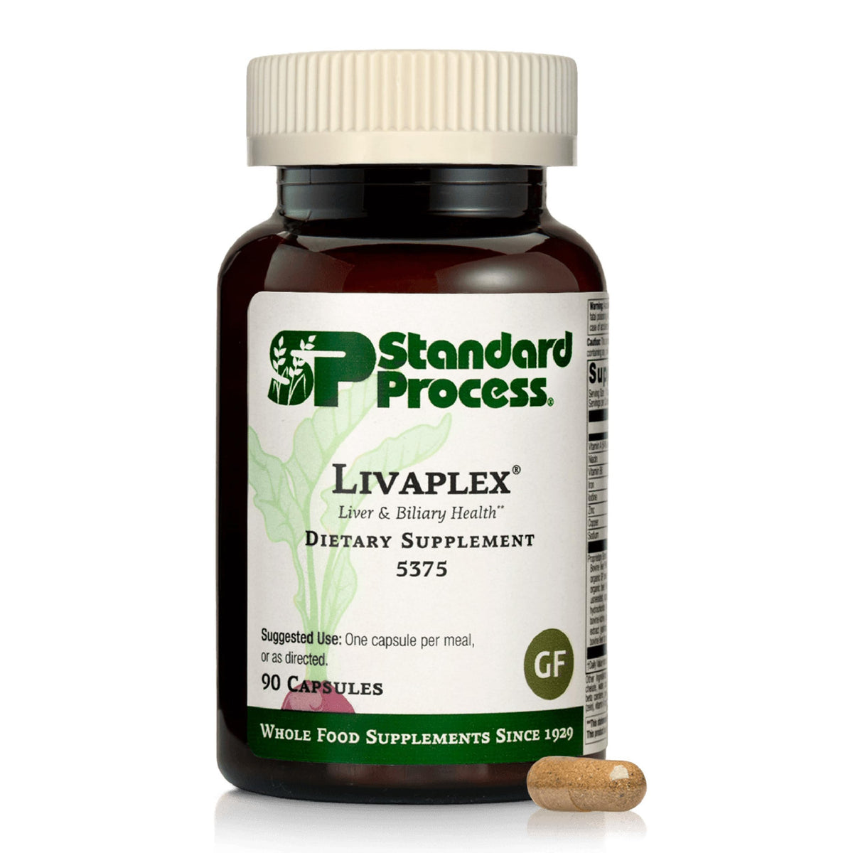 Standard Process Livaplex bottle front highlights liver and digestion support.