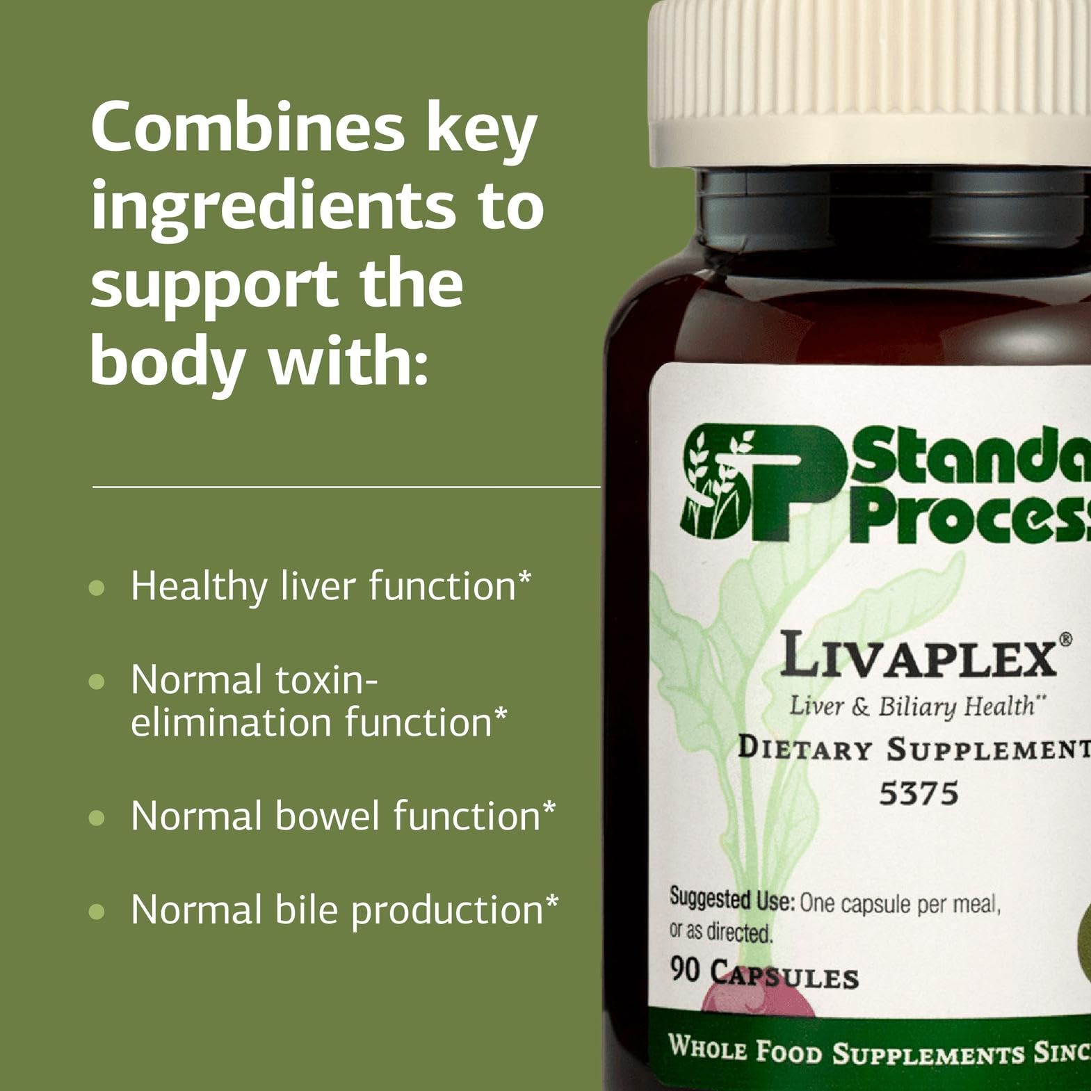 Livaplex label view emphasizes natural, whole-food formulation for digestion.