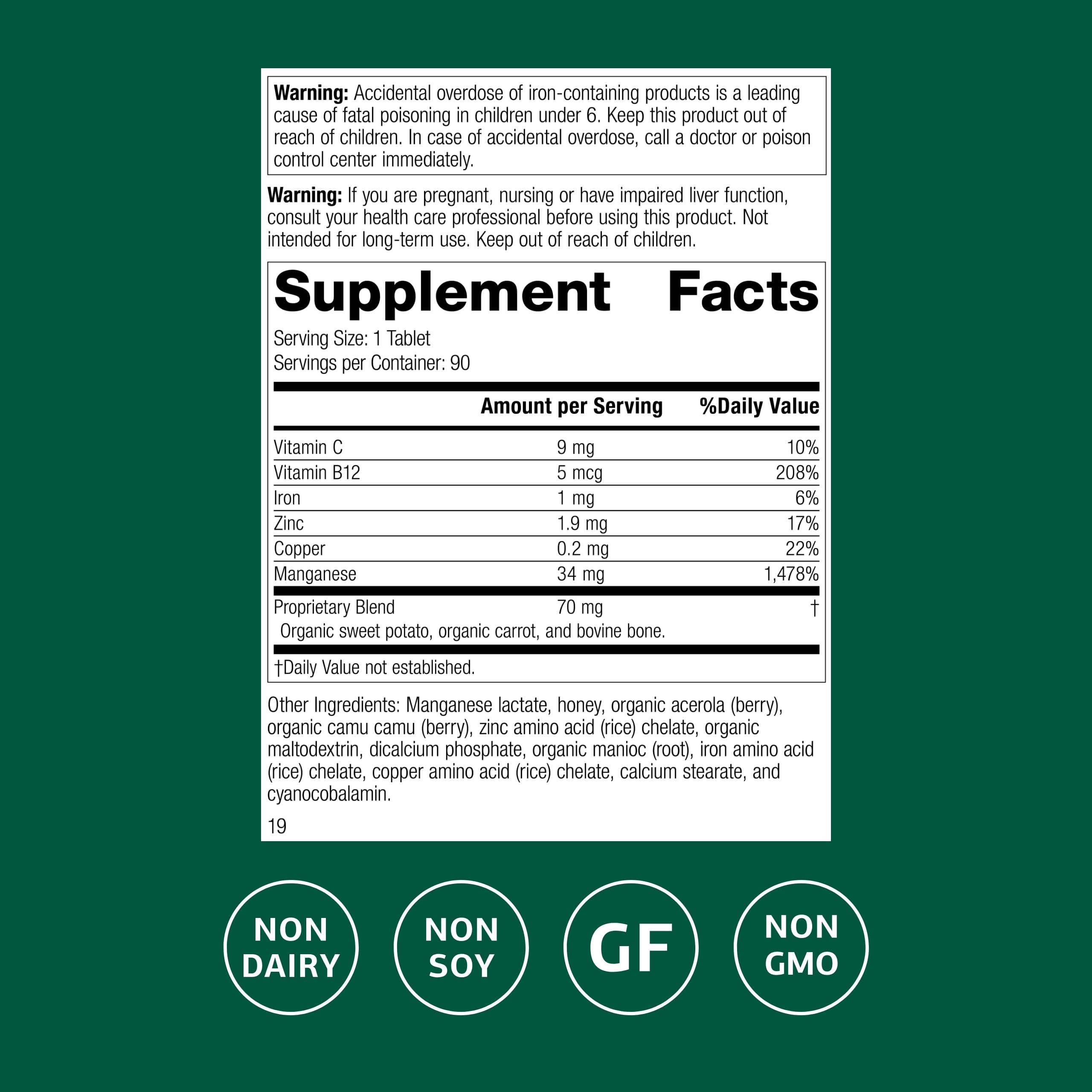 Standard Process Manganese B12 capsules close-up for daily use.