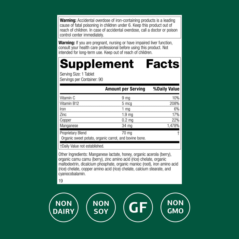 Standard Process Manganese B12 capsules close-up for daily use.