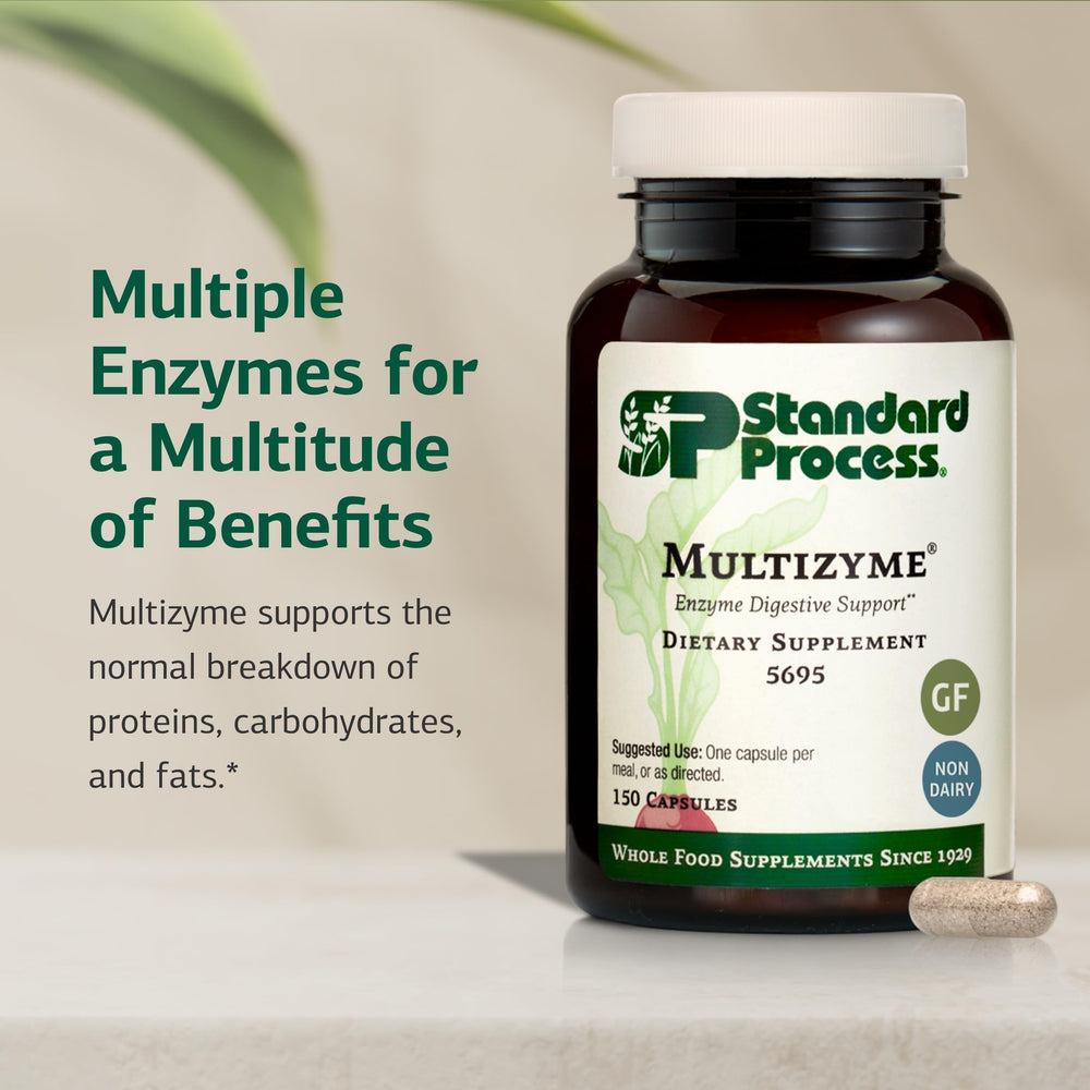 Multizyme label front showing brand and nutrition details for informed choice